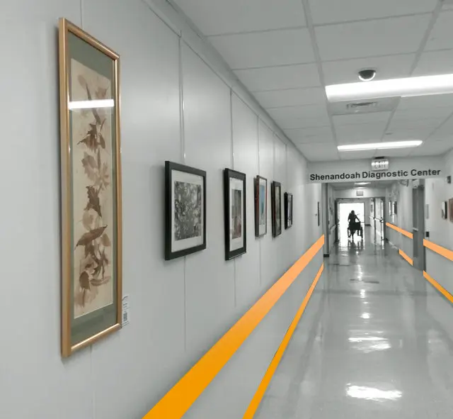 Art hanging in the hospital corridor.